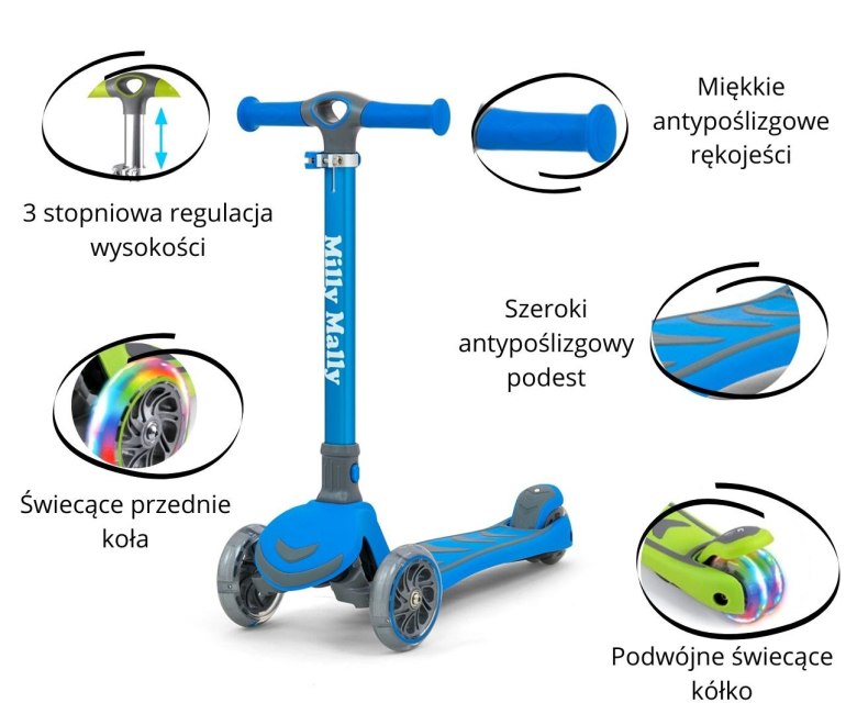 Hulajnoga trójkołowa Scooter Boogie Blue Milly Mally